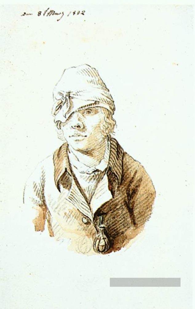 Autoportrait avec bonnet et visière de visée Caspar David Friedrich Peintures à l'huile